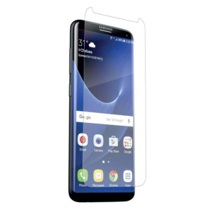 The precision pre-cut case friendly InvisibleShield original screen protector applies directly to the front of your Samsung Galaxy S8 Plus for advanced clarity and a glass-like surface.