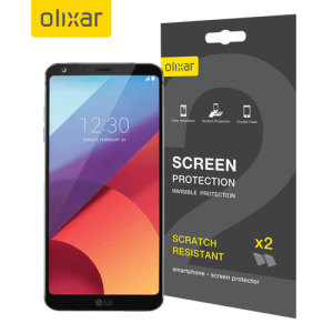 Keep your LG G6's screen in pristine condition with this Olixar scratch-resistant screen protector 2-in-1 pack. Ultra responsive and easy to apply, these screen protectors are the ideal way to keep your display looking brand new.