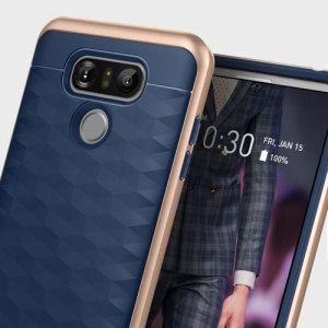 Protect your LG G6 with this stunning premium dual-layered shell case in navy. Made with tough dual-layered yet slim material, this hardshell body with a sleek metallic bumper features an attractive two-tone finish.