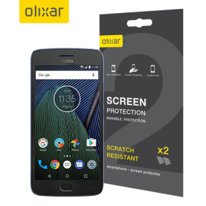 Keep your Moto G5's screen in pristine condition with this Olixar scratch-resistant screen protector 2-in-1 pack.