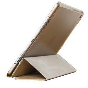 Protégez votre iPad 2017 avec cette superbe coque en coloris or et transparent dotée d'un rabat pliable pouvant se transformer en un instant en support de visionnage. Très fonctionnelle, elle est également compatible avec la fonction veille / allumage automatique.