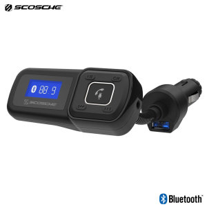 Send music and calls through your car speakers with the Scosche BTFreq Wireless Hands-Free Car Kit. Featuring an FM transmitter to transmit your phone's audio to your car and an integrated USB charging port, as well as a built-in mic for hands-free calls.