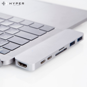 Utilising both Thunderbolt 3 USB-C ports, add 2 x full-sized USB ports, a Thunderbolt 3 Port, a USB-C port, an SD card slot, a Micro SD card slot and full power delivery support to your MacBook Pro with this adapter in silver.