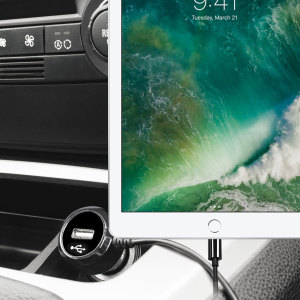 Mantenga siempre cargado su iPad 2017 mientras viaja con este cargador de coche Olixar High Power de 2.4A. Cable diseño de espiral y un puerto USB extra para cargar otro dispositivo