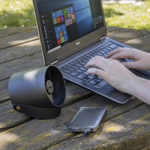 A beautifully minimalist and stylish modern smart USB powered fan that features two touch sensitive quiet operating modes, contra-rotating blades and a carry handle which doubles as a stand and hanging hook for wall mounting.
