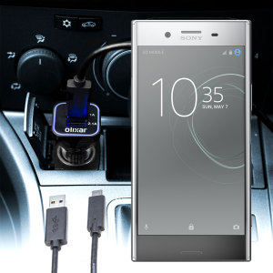 Mantenga su dispositivo Sony Xperia XZ Premium totalmente cargado mientras conduce con este cargador de coche con cable en espiral extensible. Además tiene un puerto adicional USB para poder cargar otro aparato.