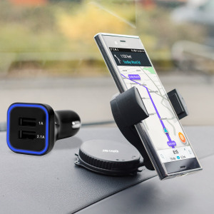 Das Pack enthält wesentliche Elemente, die Sie für Ihr Handy während einer Autofahrt benötigen. Ausgestattet mit einem robusten Autohalterung und einem Autoladegerät mit zusätzlichen USB-Port für Ihr Sony Xperia XZ Premium