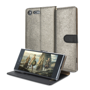 The Hansmare Calf Wallet Case in golden black for the Sony XZ Premium provides exceptional protection in a slim and sleek package. The interior of the case features a genuine leather pocket with slots for your cards and document.