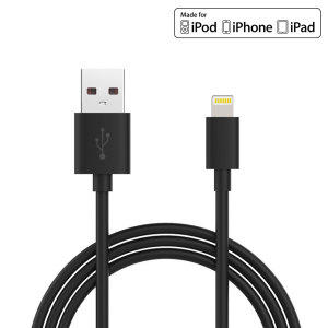 Make sure your Lightning devices are always fully charged with the this Charge & Sync Lightning to USB Cable in black for Apple Lightning compatible devices. This cable is certified MFi by Apple for use with their products.