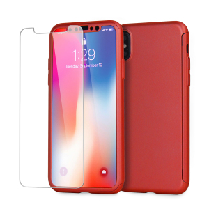 Full front, back and screen protection is as easy as 1-2-3 with the Olixar XTrio in brazen red. With a slimline shell for the back and front that clips together seamlessly - and a glass screen protector, your iPhone X is fully encased and safe.