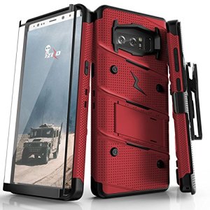 Equipe su Samsung Galaxy Note 8 con esta funda de protección de grado militar fabricada por Zizo. Incluye pinza para el cinturón y patilla para función de soporte de visualización.