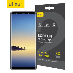 Keep your Samsung Galaxy Note 8 screen in pristine condition with this Olixar scratch-resistant screen protector 2-in-1 pack.