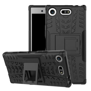 Protect your Sony Xperia XZ1 Compact from bumps and scrapes with this black ArmourDillo case. Comprised of an inner TPU case and an outer impact-resistant exoskeleton, with a built-in viewing stand.
