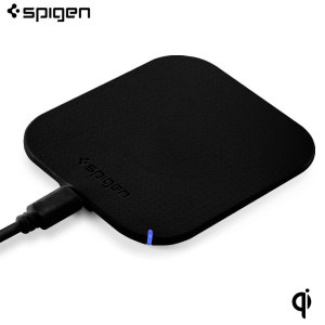 Enjoy the cable-free convenience of wireless charging on the move for your compatible smartphone with this compact, lightweight black Qi wireless pad from Spigen.
