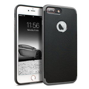 Hybrid layers of robust TPU and hardened polycarbonate with a premium matte finish non-slip carbon fibre design, the Olixar X-Duo case in black and metallic grey keeps your iPhone 8 Plus safe, sleek and stylish.