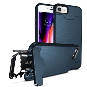 Prepare su iPhone 8 / 7 para el aire libre con esta funda resistente de Olixar X-Ranger. Con un práctico soporte y un compartimiento seguro para la multi herramienta incluida - o tarjetas - estará listo para cualquier cosa.