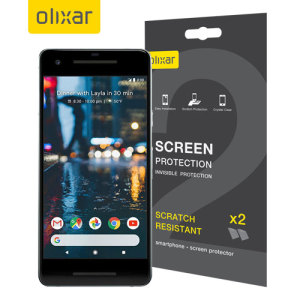 Keep your Google Pixel 2 screen in pristine condition with this Olixar scratch-resistant screen protector 2-in-1 pack.