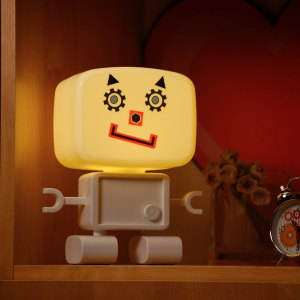 With hand-clap sound activation, over 60 stickers to make any zany face you can think of and a fully rechargeable battery, Roboglow is the perfect smart robot night light to delight children and adults alike.