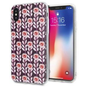LoveCases iPhone X Gel Case - Maroon Floral Art
