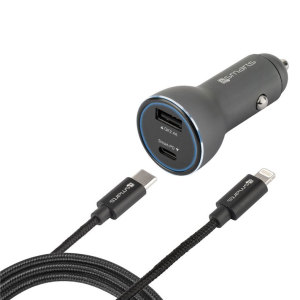 Chargez votre iPhone X / 8 Plus / 8 jusqu’à 50% en 30 minutes avec ce chargeur voiture super rapide disposant d’une puissance de 36W. Il dispose d’un port USB-C pouvant également charger les derniers iPads ou les MacBook à port USB-C les plus récents. Il est livré avec un câble Lightning vers USB-C.