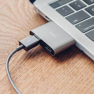 This compact adapter from Moshi can convert and expand an USB-C port on your laptop or MacBook into 2 standard USB-A ports for ultimate connectivity. A plug & play design will allow you to connect or access your peripheral and mobile devices in no time.