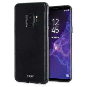 Custom moulded for the Samsung Galaxy S9, this solid black FlexiShield case by Olixar provides slim fitting and durable protection against damage.