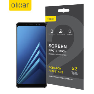 Keep your Samsung Galaxy A8 2018's screen in pristine condition with this Olixar scratch-resistant screen protector 2-in-1 pack.