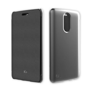This official flip case in black for LG K8 2017 shields your device from knocks, scrapes and scratches while adding virtually no bulk.