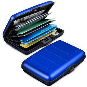 Meet Acardion. Built like a tank yet small and lightweight, with card slots and space for all your cash and RFID protection to help stop wireless card fraud, this is a perfect travel or everyday solution for carrying all your valuables securely. Blue.
