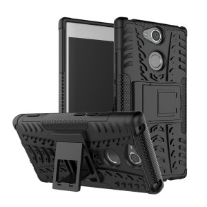 Protect your Sony Xperia XA2 from bumps and scrapes with this black ArmourDillo case. Comprised of an inner TPU case and an outer impact-resistant exoskeleton, with a built-in viewing stand.