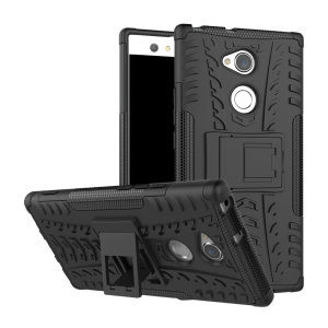 Protect your Sony Xperia XA2 Ultra from bumps and scrapes with this black ArmourDillo case. Comprised of an inner TPU case and an outer impact-resistant exoskeleton, with a built-in viewing stand.