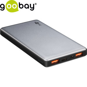 Never let your smartphone battery die again with this Goobay 10,000mAh power bank. Featuring 2 USB ports and 1 USB-C port, this portable battery rapidly charges multiple devices at once with Qualcomm 3.0 support.