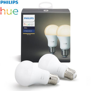 Add to your existing Philips Hue Hub with this twin pack of official Philips Hue white LED bulbs. With E27 screw fitting, you can install the bulbs in lamps and other light fixtures to expand your wireless lighting experience.