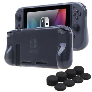 Custom moulded for the Nintendo Switch, this black gel case provides slim fitting and durable protection against damage, while the included thumb grips enhance grip and protect your thumb sticks from wear and tear.