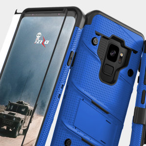 Equip your Samsung Galaxy S9 with military grade protection and superb functionality with the ultra-rugged Bolt case in blue from Zizo. Coming complete with a tempered glass screen protector and a handy belt clip / kickstand.