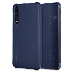Protect your Huawei P20 Pro's screen and keep up to date with the time, weather, call notifications and more thanks to the intuitively designed smart view window on the blue Huawei flip case. Crafted from the finest materials.
