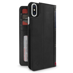 Wrap your iPhone in pure sophistication with the BookBook Wallet Case in black from Twelve South for the iPhone X. Made from hand-distressed genuine leather the BookBook case features stunningly good looks and allows you to store cards and cash easily.