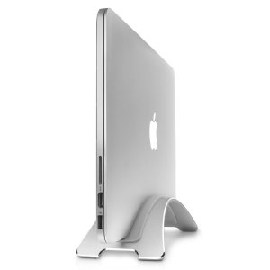 A beautifully ergonomic stand for your MacBook Pro 13", 15" or 13" / 15" Retina display models that elevates your Macbook for a clean workspace and to use your laptop as a desktop computer, in silver.