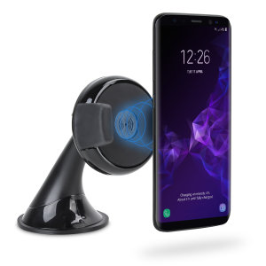 Wirelessly charge your Qi-enabled Samsung Galaxy S9 in-car with this wireless charging car holder. Securely position your phone in either portrait or landscape all while enjoying convenient and efficient Qi wireless charging.