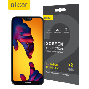 Keep your Huawei P20 Lite screen in pristine condition with this Olixar scratch-resistant screen protector 2-in-1 pack.