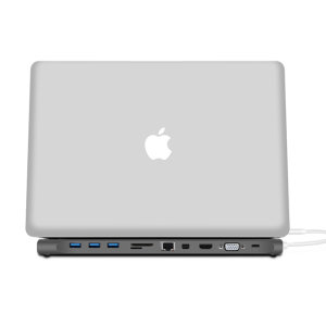 Unlock the full potential of your USB-C compatible MacBook or PC with the Apollo 11-in-1 USB-C hub in space grey. Adding 11 extra ports to your computer including HDMI, USB Power delivery, VGA & much more and acting as a laptop stand