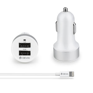This USB car charger from Devia packs 10W of power into a slim, lightweight and portable package. Featuring 2x standard USB ports and coming complete with an Apple Lightning cable compatible with your Apple iPad.