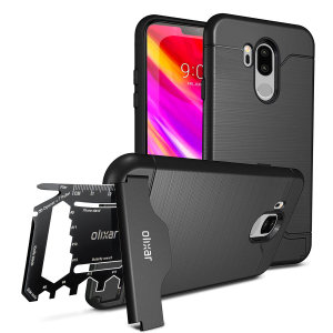 Mettez en condition votre LG G7 pour l'aventure et les grands espaces à l'aide de la coque Olixar X-Ranger Survival en coloris noire tactique. Robuste et polyvalente, elle protège idéalement votre LG G7 au quotidien tout en incluant une béquille de visualisation et un compartiment sécurisé dédié soit au rangement de votre carte bancaire, soit au rangement de l'outil multifonction inclus.