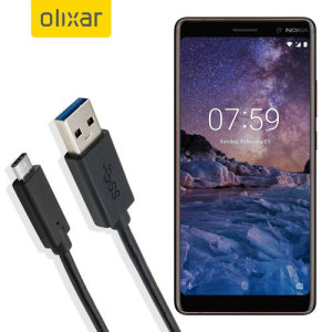 Olixar USB-C Nokia 7 Plus Charging Cable - Black 1m