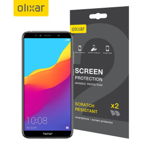 Keep your Huawei Honor 7A's screen in pristine condition with this Olixar scratch-resistant screen protector 2-in-1 pack.