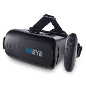 Discover new worlds through your smartphone with the Bitmore VR Eye Virtual Reality Headset. This sturdy, immersive headset comes with an adjustable head strap and a Bluetooth remote control.