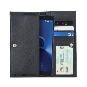 Olixar Primo Genuine Leather Alcatel 3V Pouch Wallet Case - Black