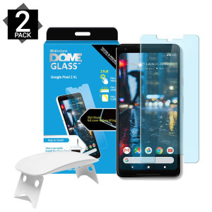The Dome Glass screen protector twin pack for the Pixel 2 XL from Whitestone uses a proprietary UV adhesive installation to ensure a total and perfect fit for your device. Featuring 9H hardness for absolute protection, as well as 100% touch sensitivity.