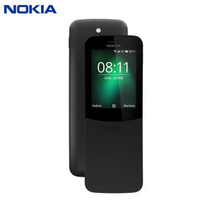 Unlocked Nokia 8110 4G in black. Taking the best of the original Nokia banana phone preleased back in the 1990's, the 8110 adds a colour display, Micro SD card expansion, 2MB camera, FM radio and Bluetooth compatibility.