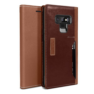 The K3 Wallet Case in brown and burgundy for the Samsung Galaxy Note 9 comes complete with card slots, a large document pocket and is made with luxurious leather-style materials for a classic, prestige and professional look.